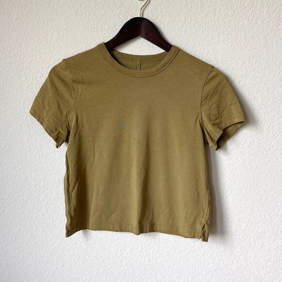 lululemon athletica Tops - lululemon cotton classic fit cropped Short Sleeve Tee -Olive